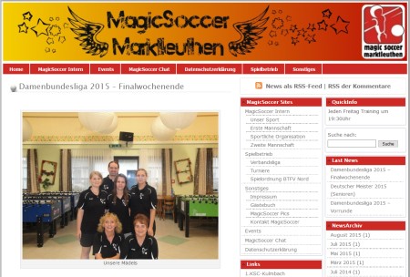 Screenshot der Homepage vom Magic Soccer Marktleuthen, aufgenommen am 26.01.2019