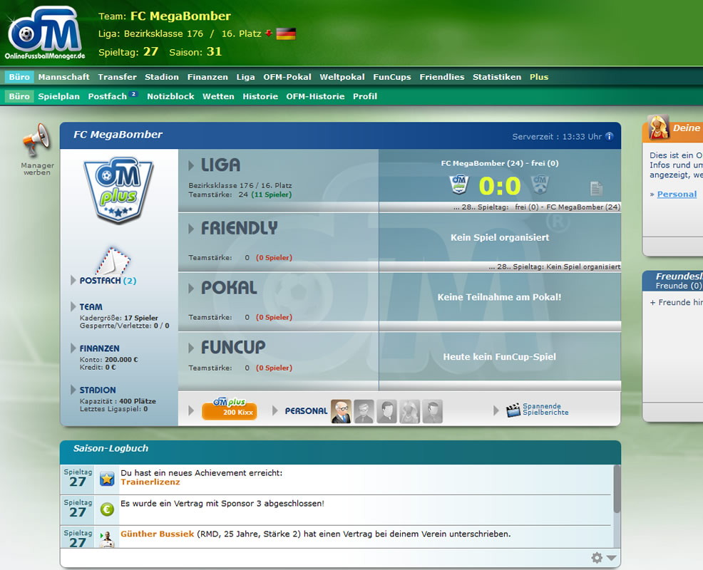 Online Fussball Manager kostenlos spielen