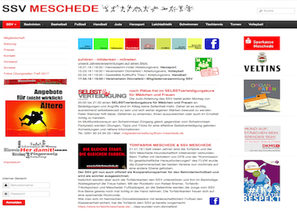 Screenshot der Homepage vom SSV Meschede, aufgenommen am 26.02.2018