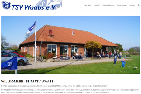 Screenshot der Homepage vom TSV Waabs, aufgenommen am 01.01.2018